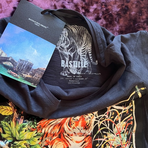 Bastille Rive Droite silk tiger applique shirt 🐯 - Picture 7 of 10